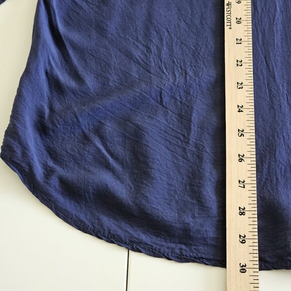 Lola Made In Italy Top Womens S Navy Buttons LS Lightweight Oversized Viscose - Picture 10 of 15